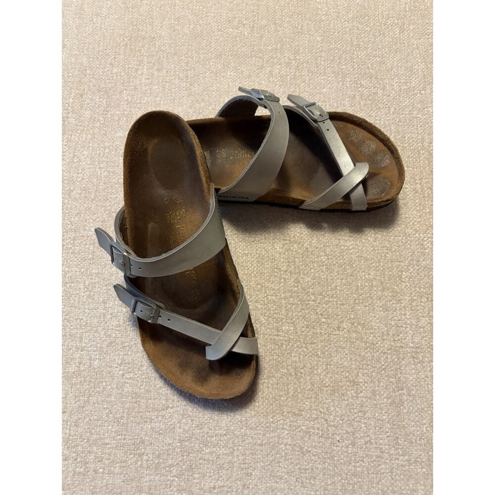 Birkenstock Mayari Metallic Silver Sandal Womens EU 38 US 7 Cork Footbed